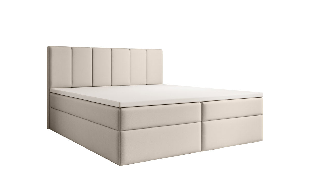Lit à sommier tapissier en tissu Aurelia avec espace de rangement