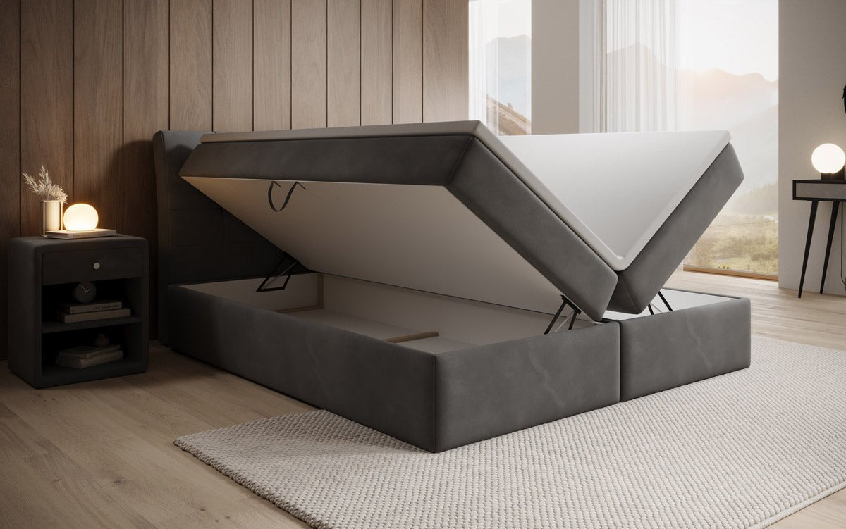 Boxspringbett Amalia Samt mat Stauraum