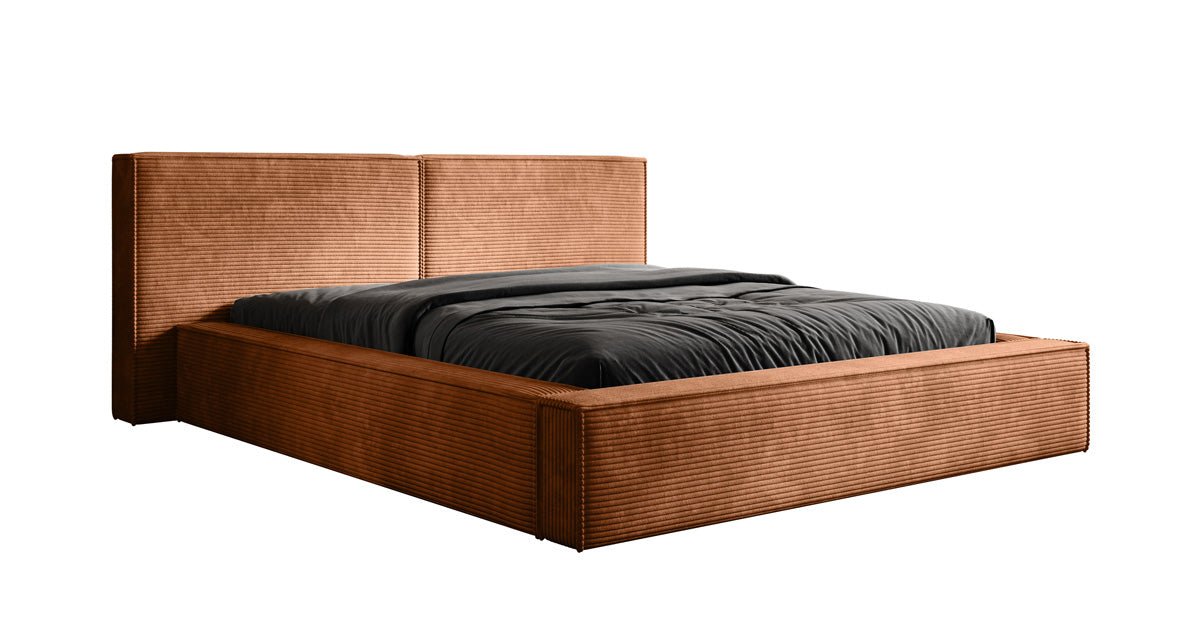 Designer Upholstered Bed Ophelia in Corduroy with Storage