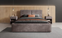 Designer Polsterbett Elara in Cord mit Stauraum