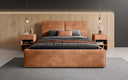 Designer Polsterbett Elara in Cord mit Stauraum