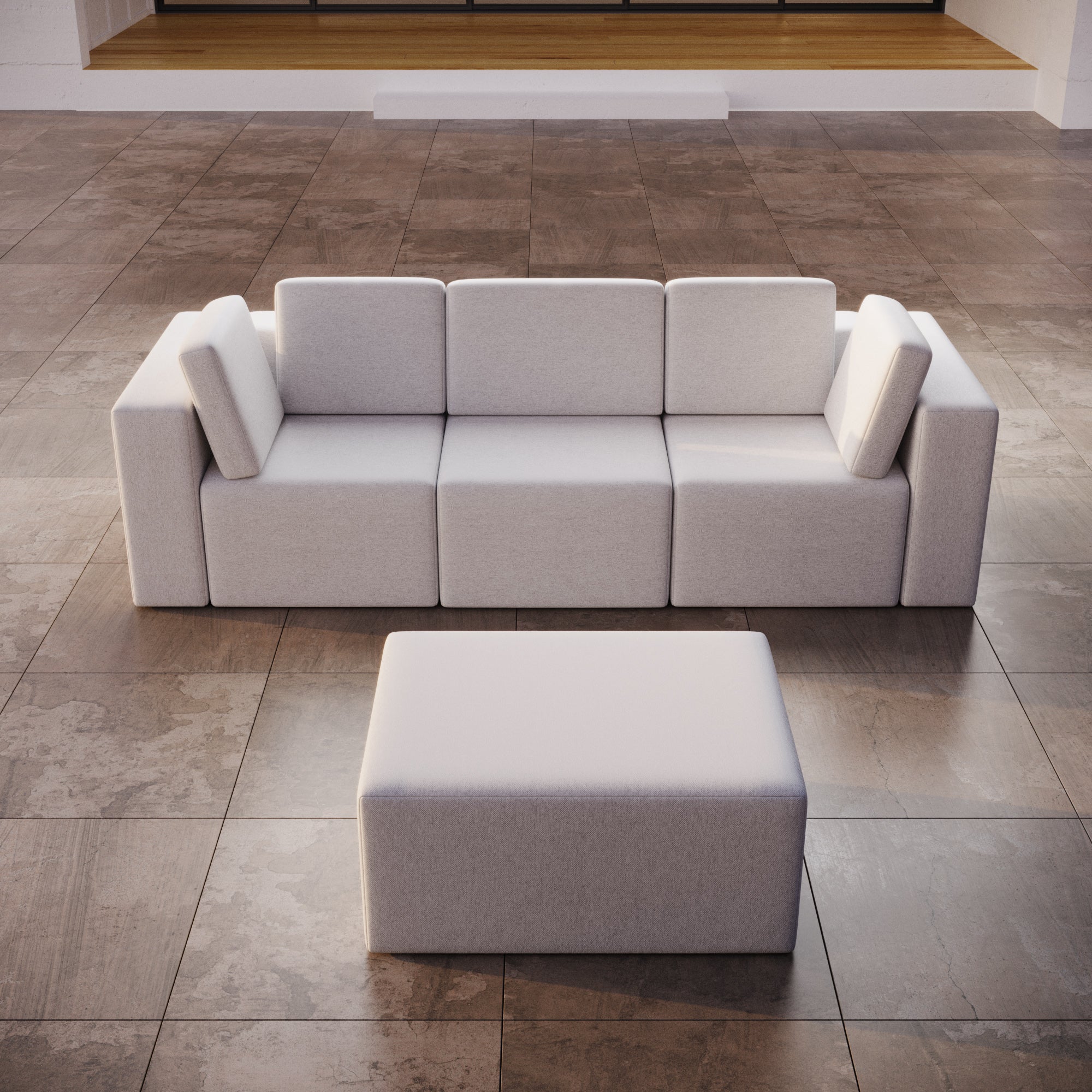Canapé de jardin modulable 3 places Eden avec tabouret d'appoint