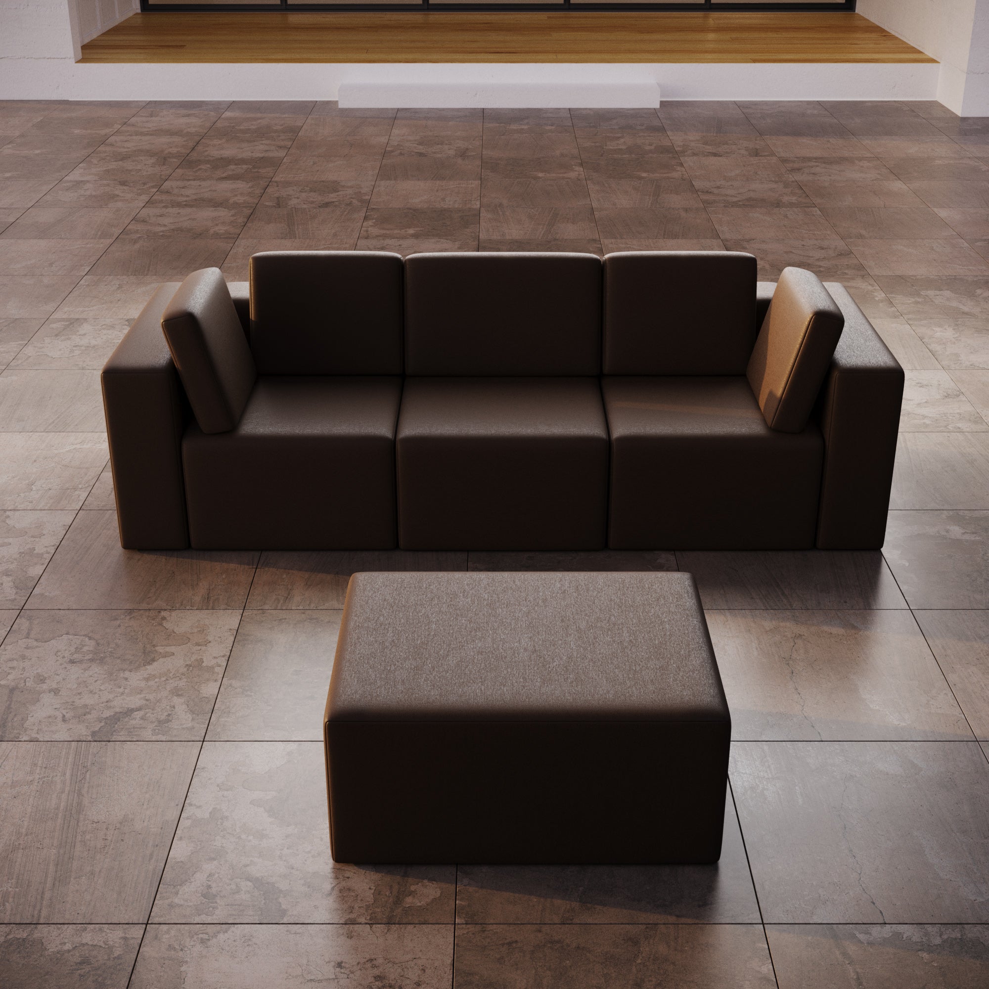 Canapé de jardin modulable 3 places Eden avec tabouret d'appoint