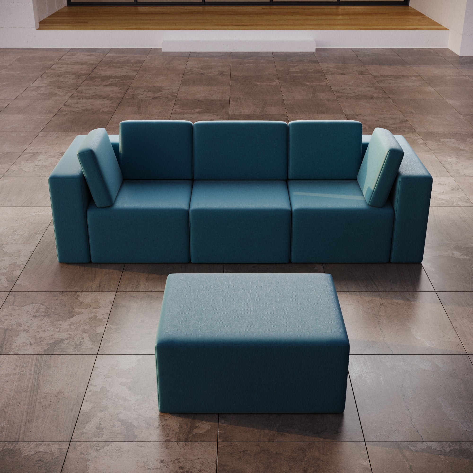 Canapé de jardin modulable 3 places Eden avec tabouret d'appoint