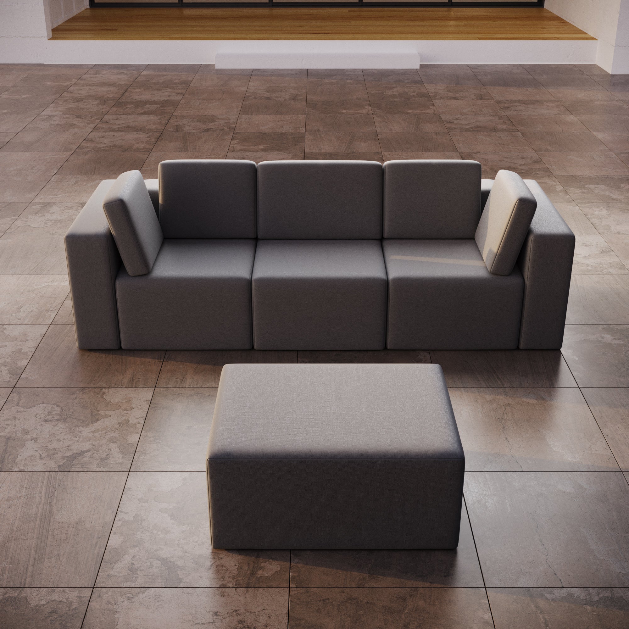 Canapé de jardin modulable 3 places Eden avec tabouret d'appoint