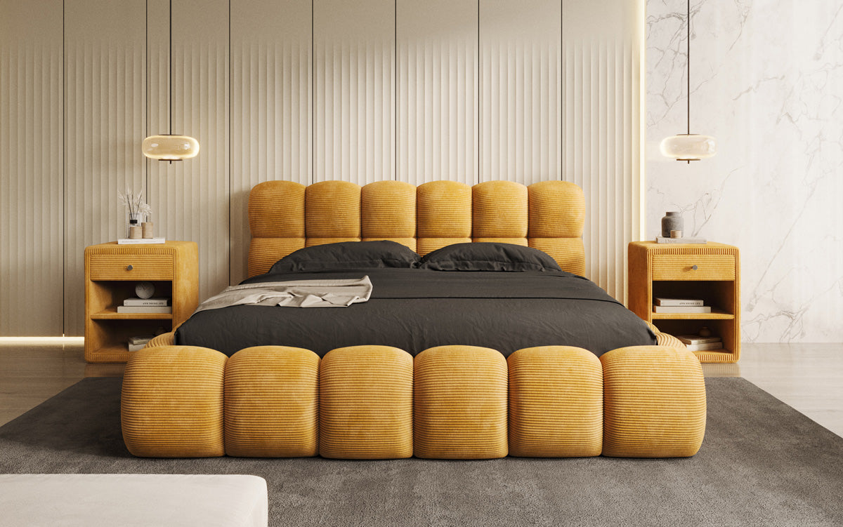 Designer Upholstered Bed Boston Cord with Storage