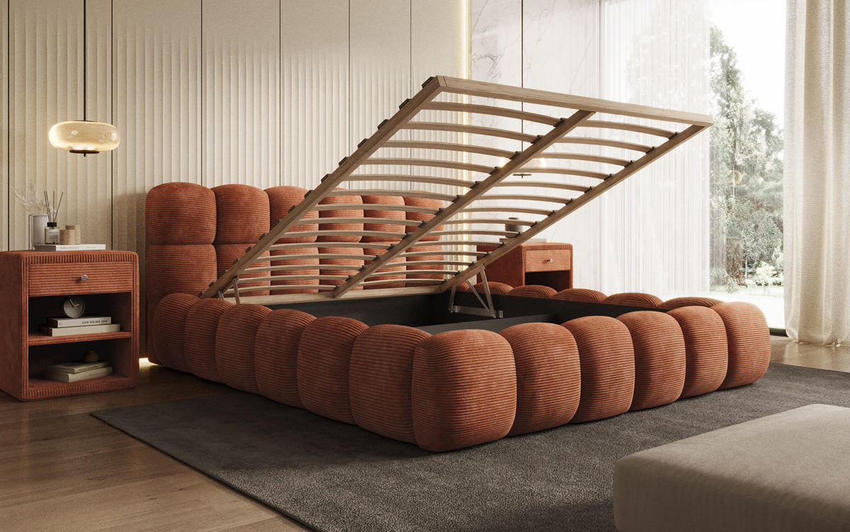 Designer Upholstered Bed Boston Cord with Storage