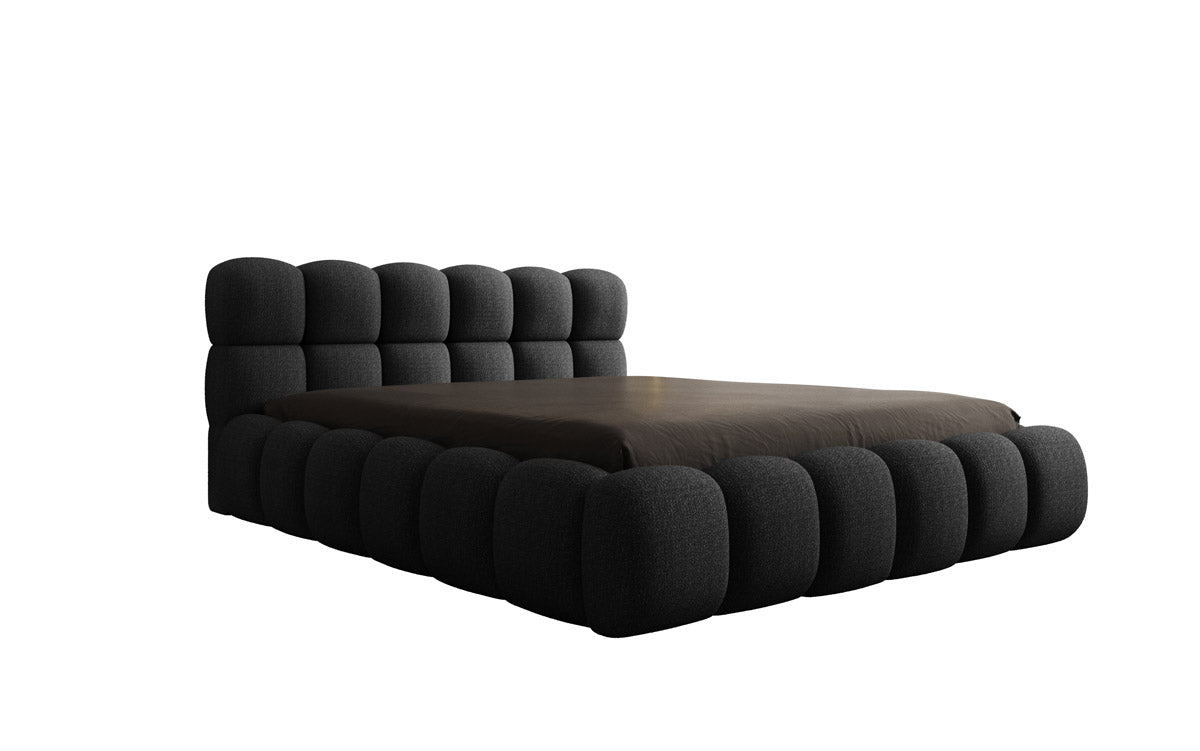 Designer Polsterbett Boston Bouclé mat Späicherplatz inkl. Opbau