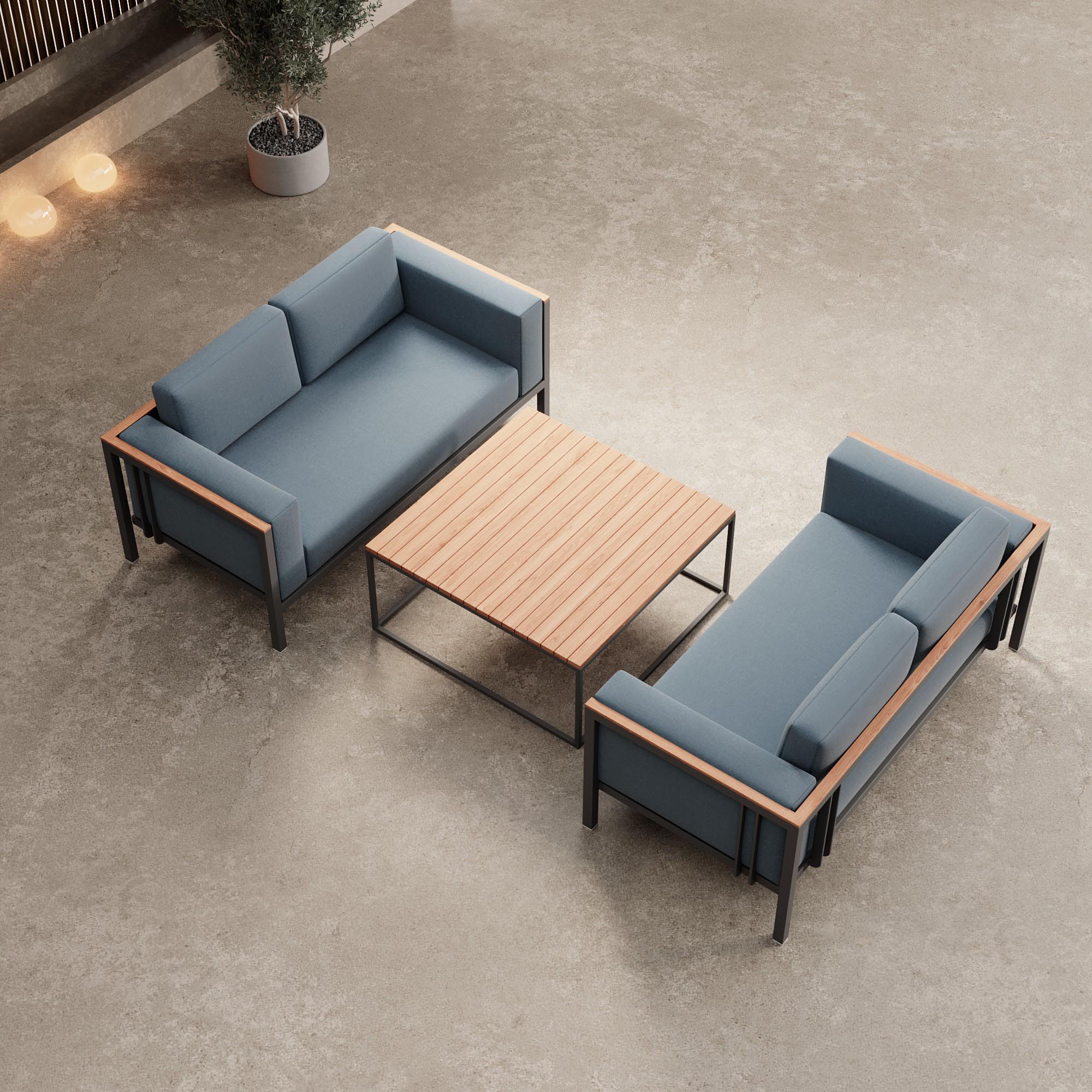 Euphoria – 2 Loungesofas & Dësch aus Aluminium | Aevora™ Kollektioun
