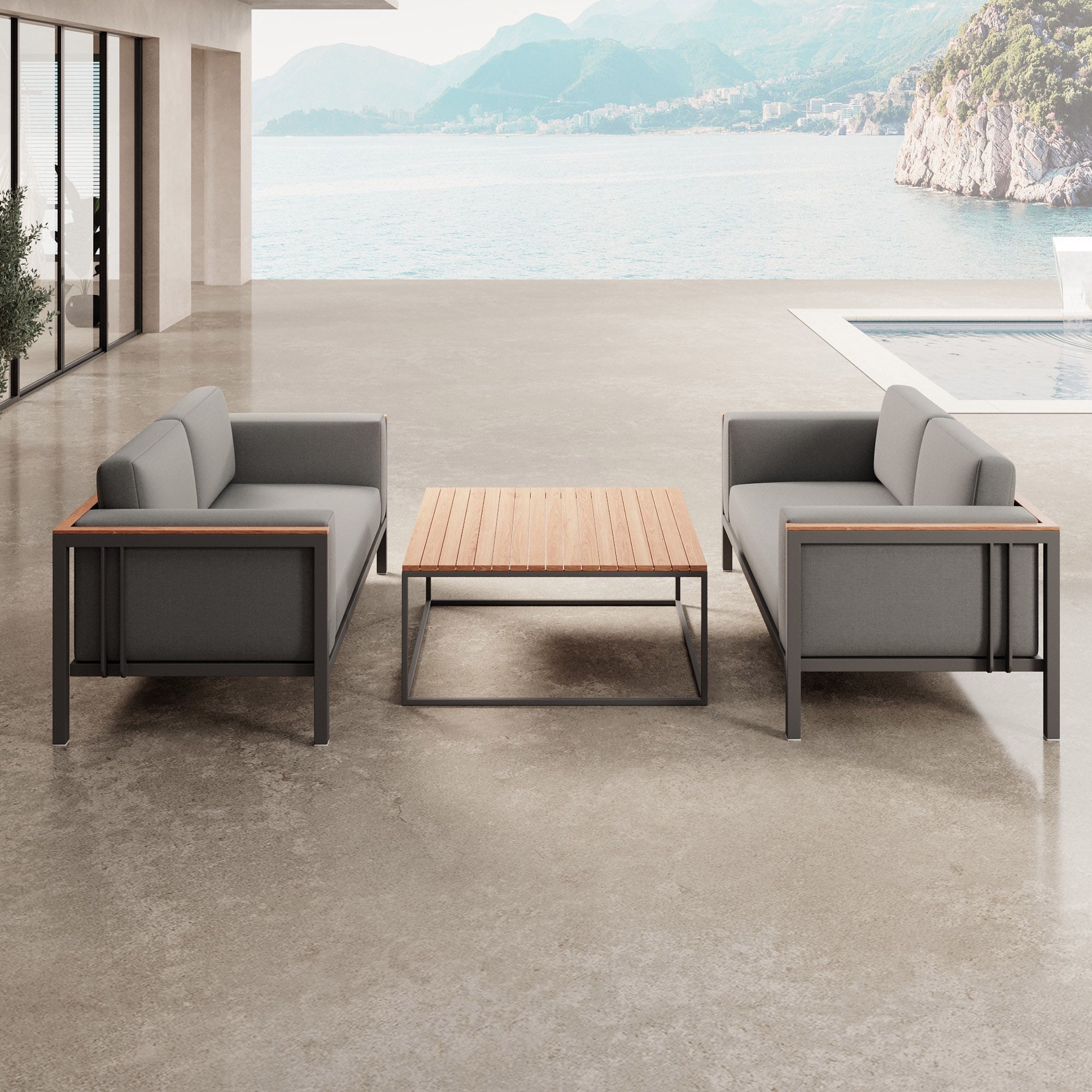 Euphoria – 2 canapés de salon et une table en aluminium | Collection Aevora™