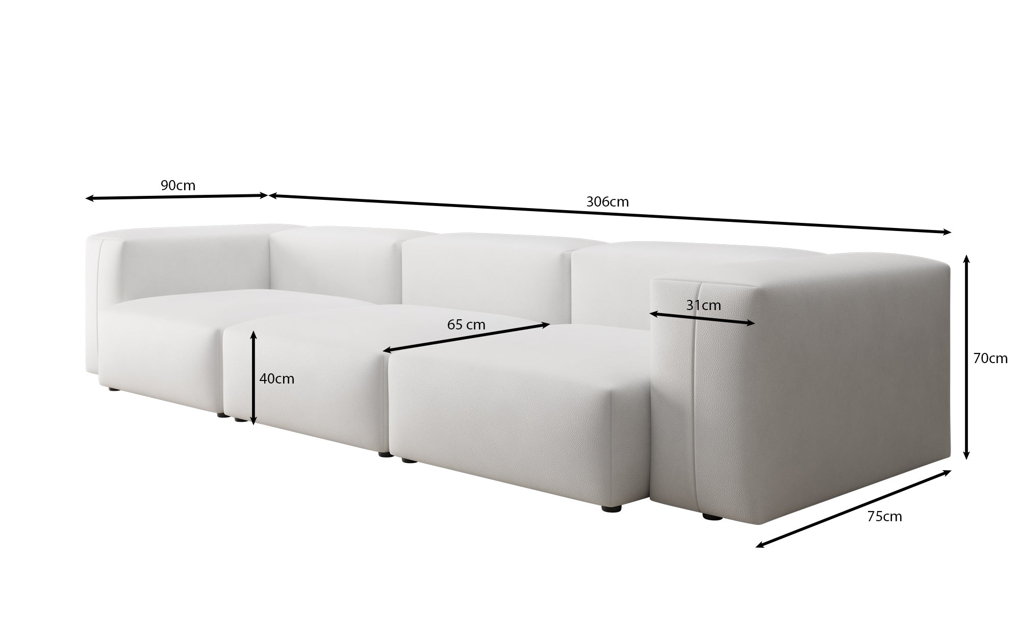 Designer 3-Seater Sofa Snug in Genuine Leather