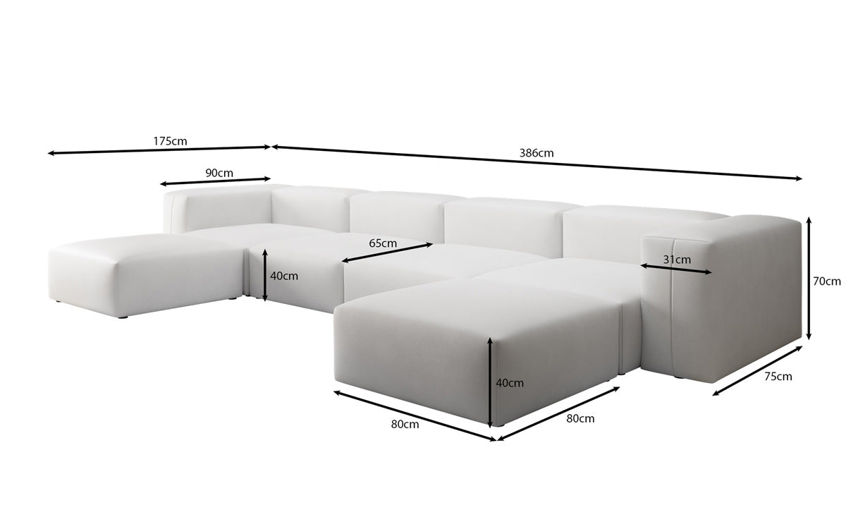 Designer U Sofa Snug in Genuine Leather