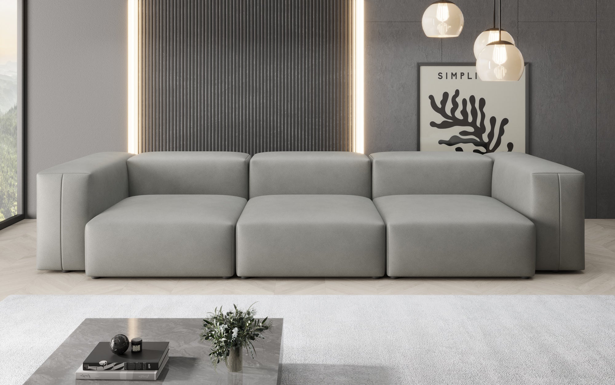 Designer 3-Seater Sofa Snug in Genuine Leather