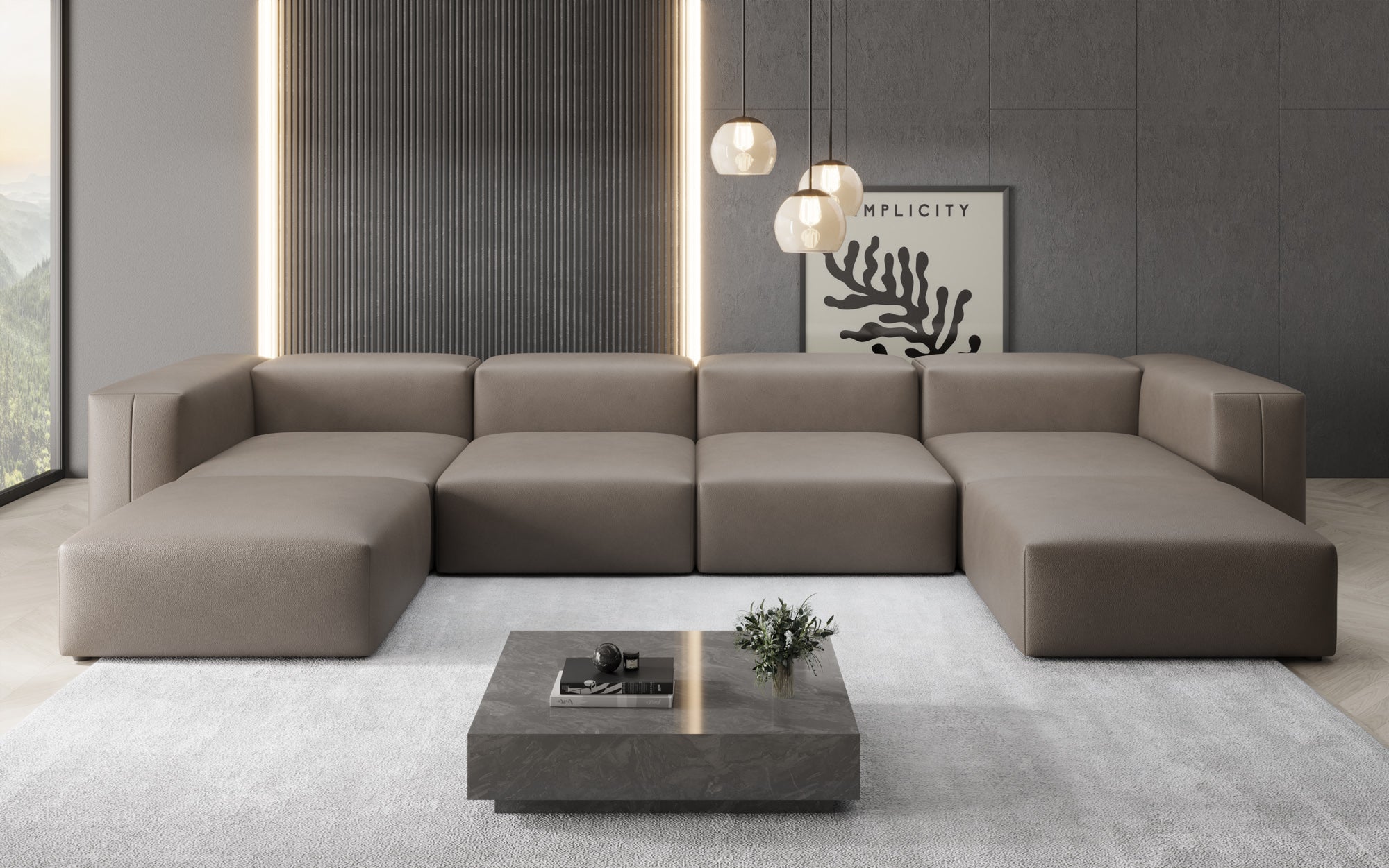 Canapé Designer U Snug en cuir véritable