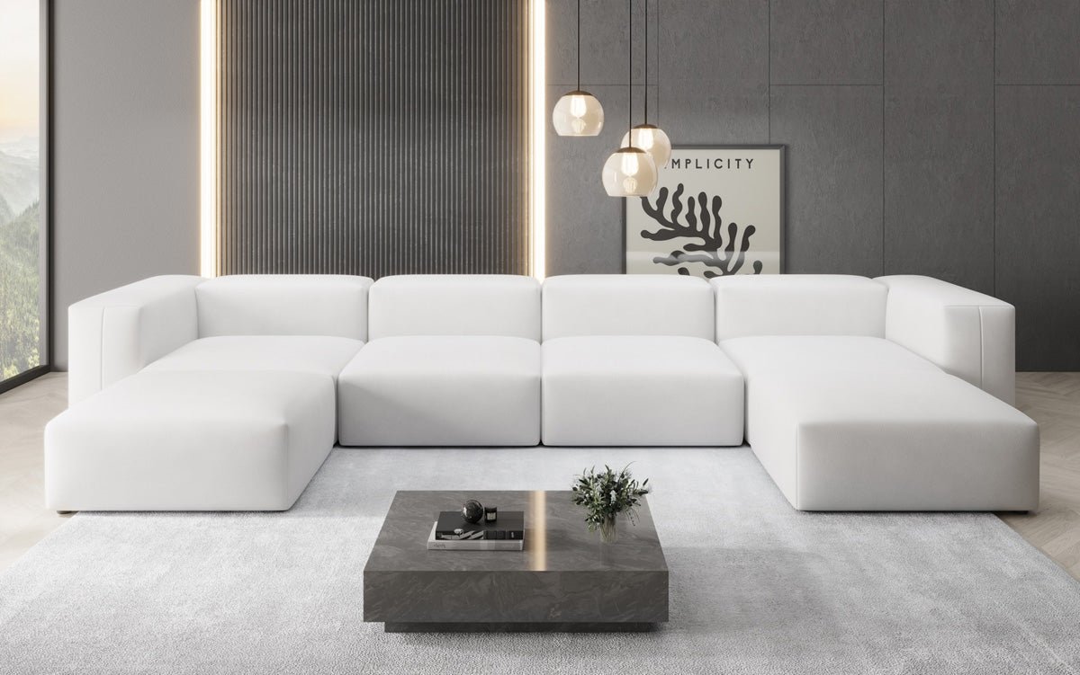 Designer U Sofa Snug in Genuine Leather