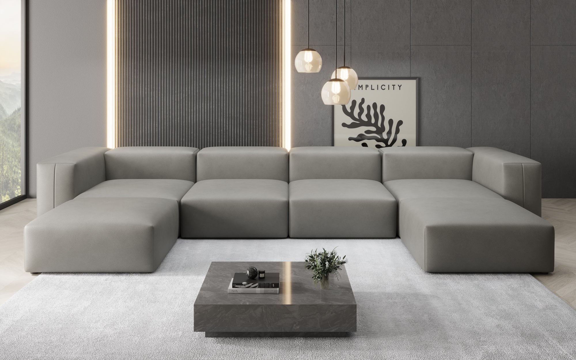 Canapé Designer U Snug en cuir véritable