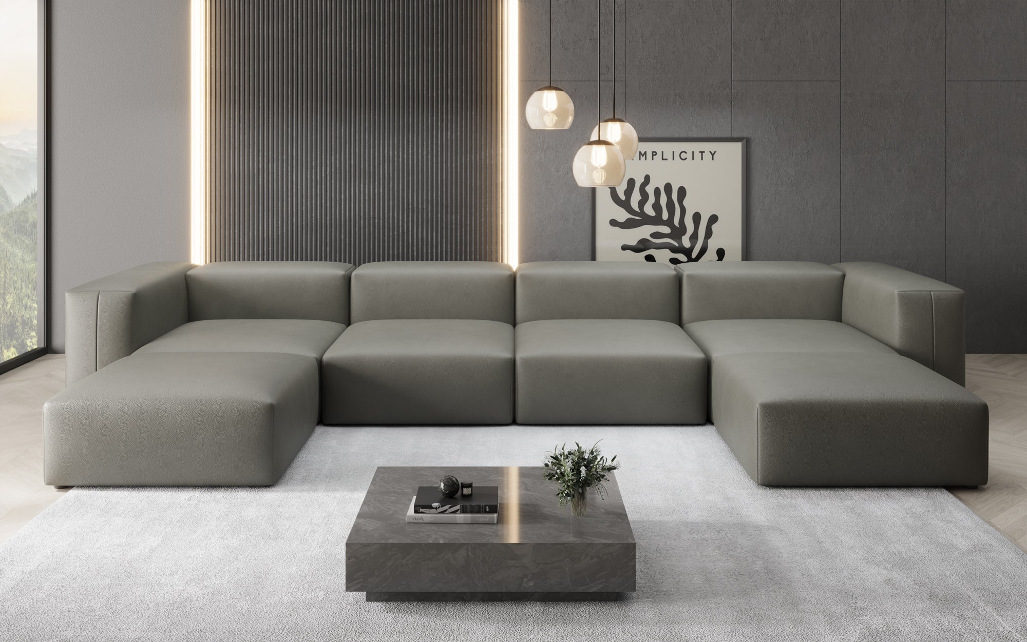 Canapé Designer U Snug en cuir véritable