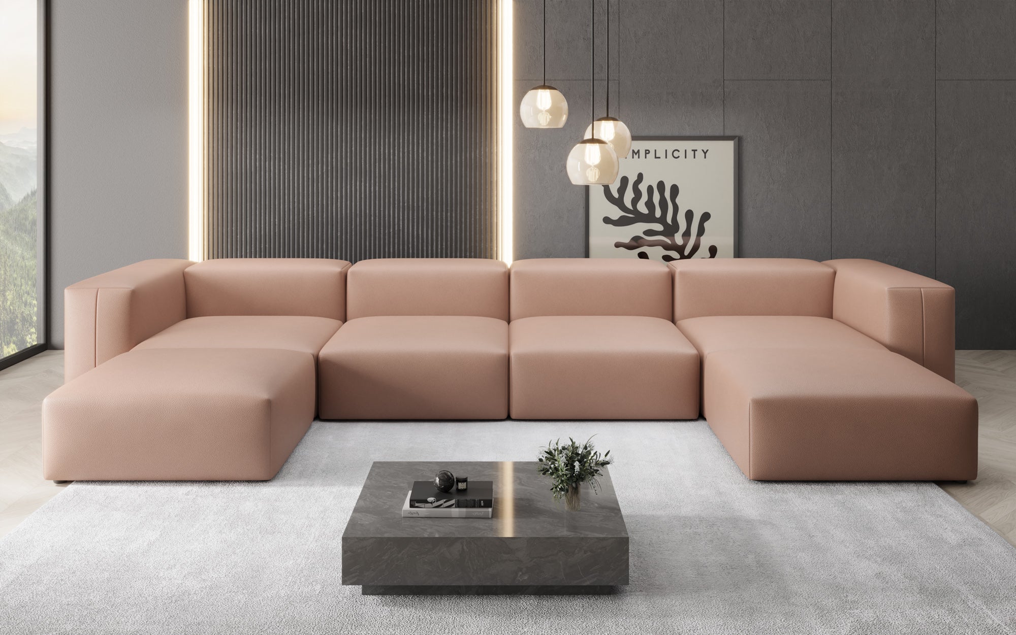 Canapé Designer U Snug en cuir véritable