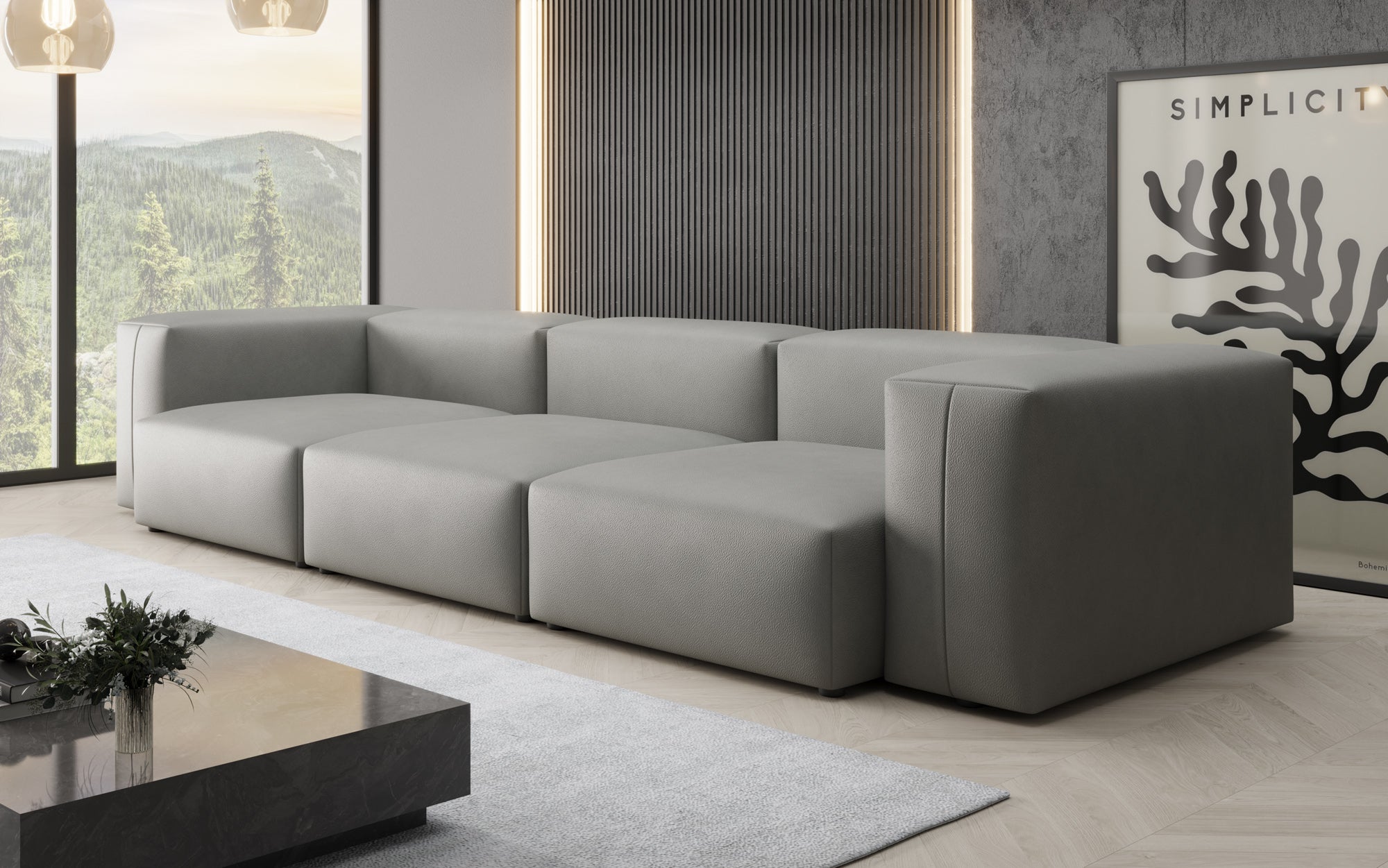 Designer 3-Seater Sofa Snug in Genuine Leather