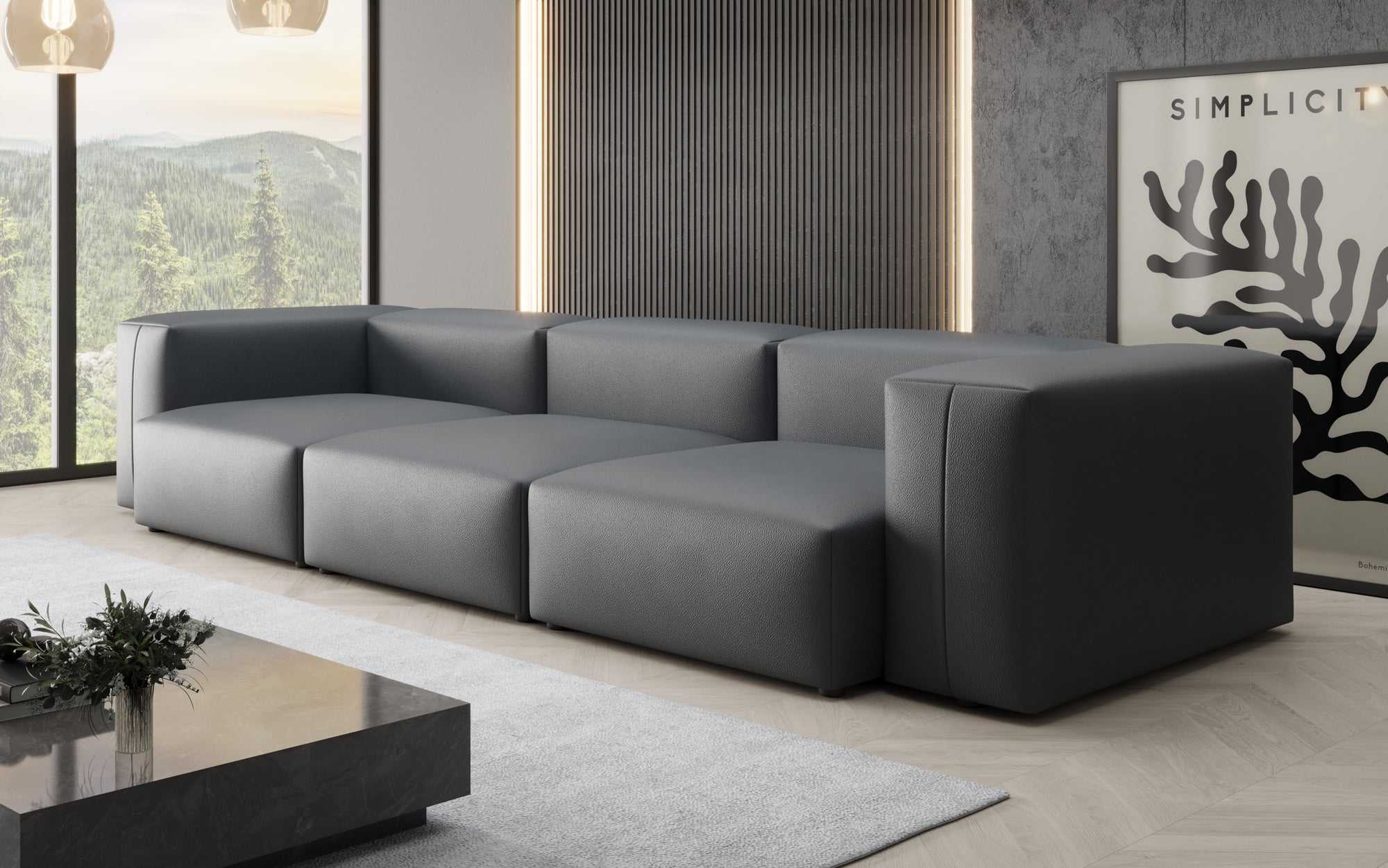 Designer 3-Seater Sofa Snug in Genuine Leather