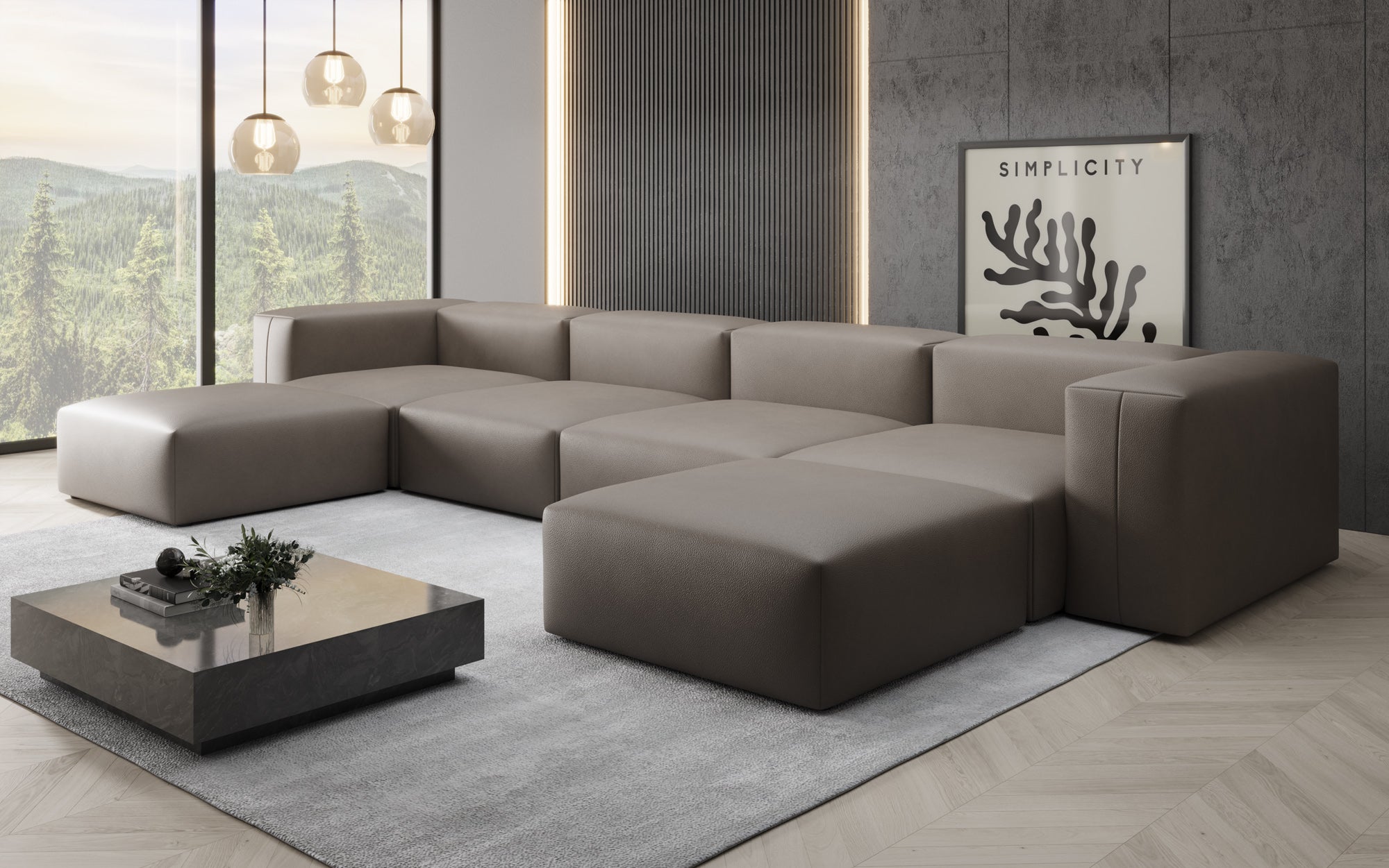 Canapé Designer U Snug en cuir véritable