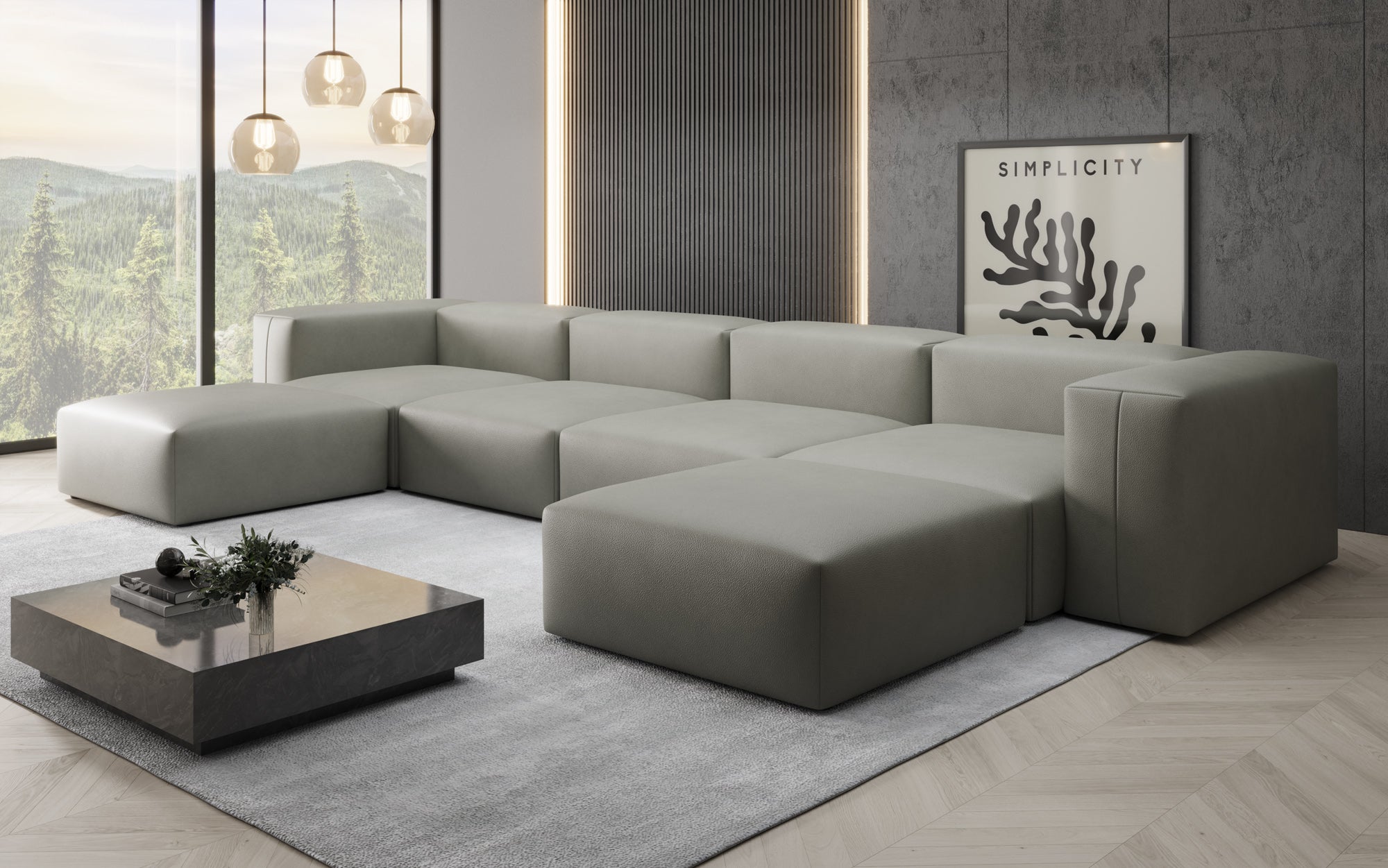 Canapé Designer U Snug en cuir véritable