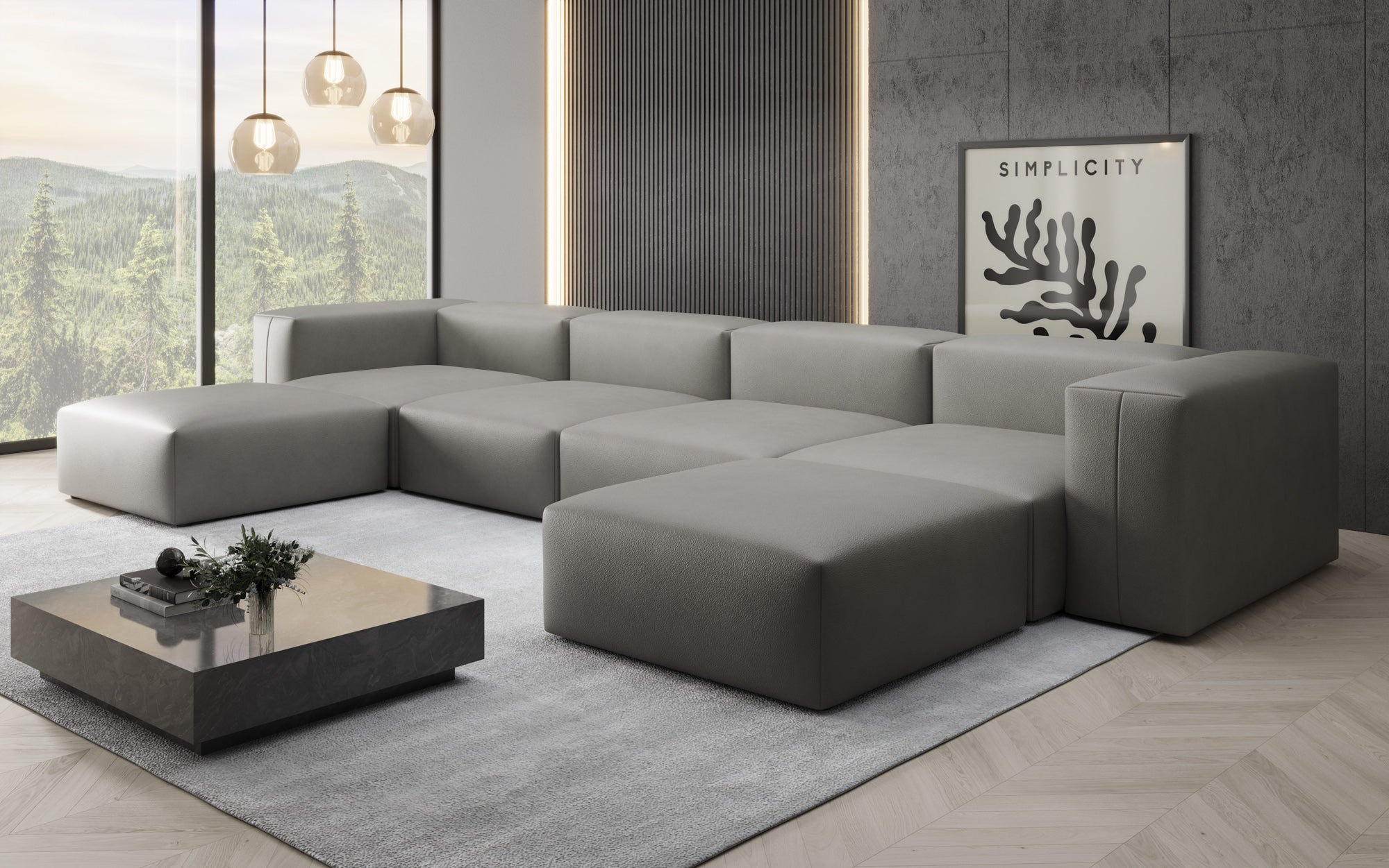 Canapé Designer U Snug en cuir véritable