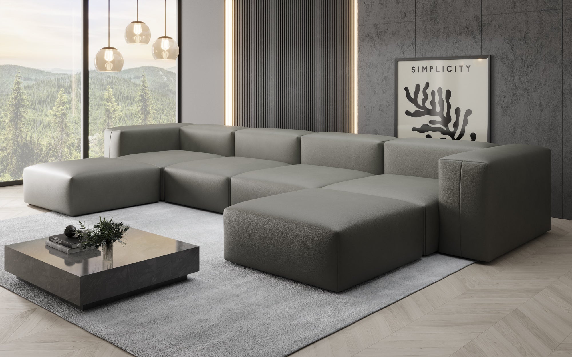 Canapé Designer U Snug en cuir véritable