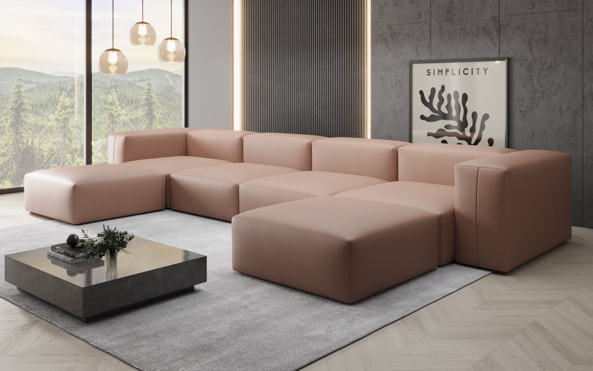 Canapé Designer U Snug en cuir véritable