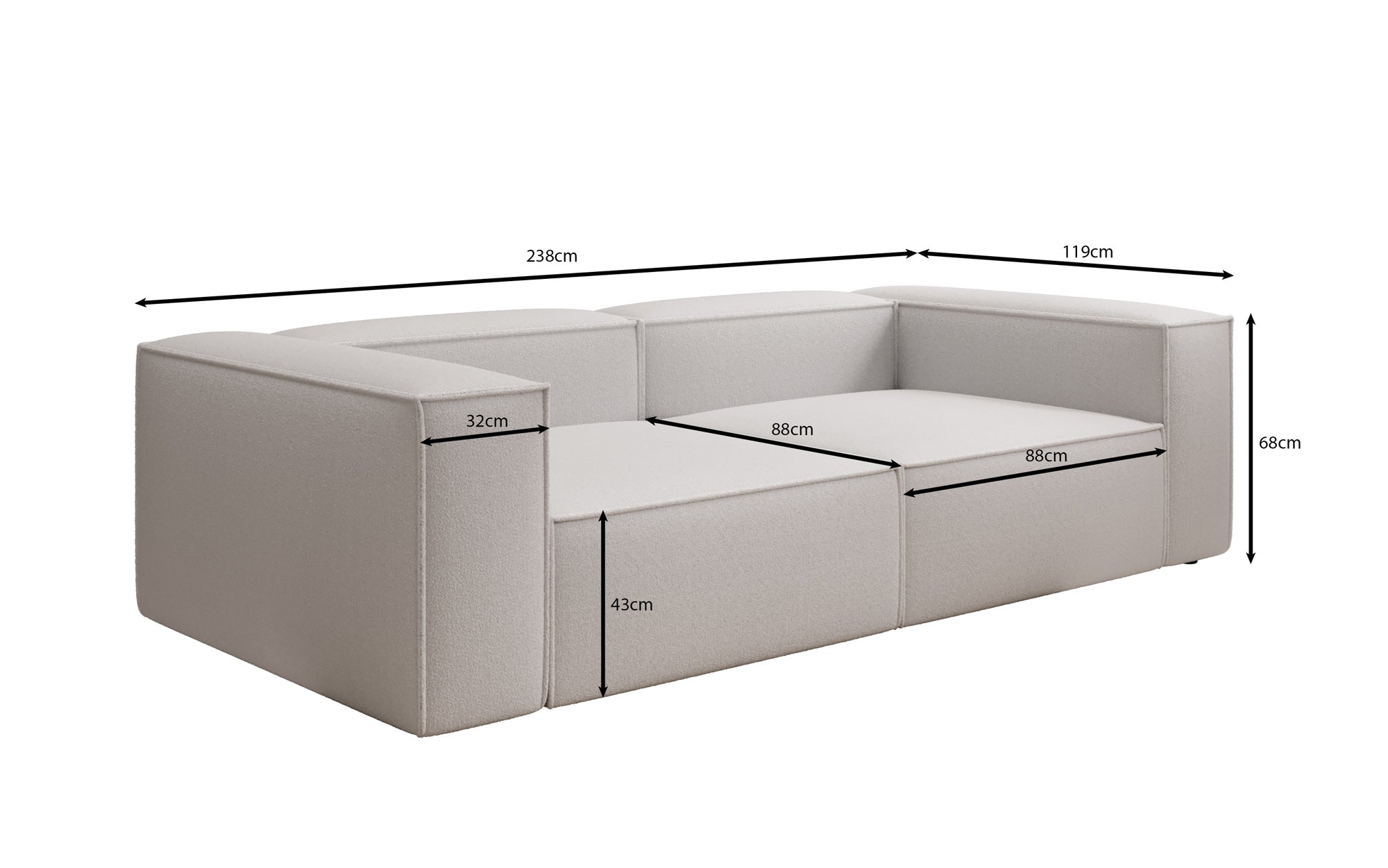 Canapé design Lesley 3 places en Bouclé