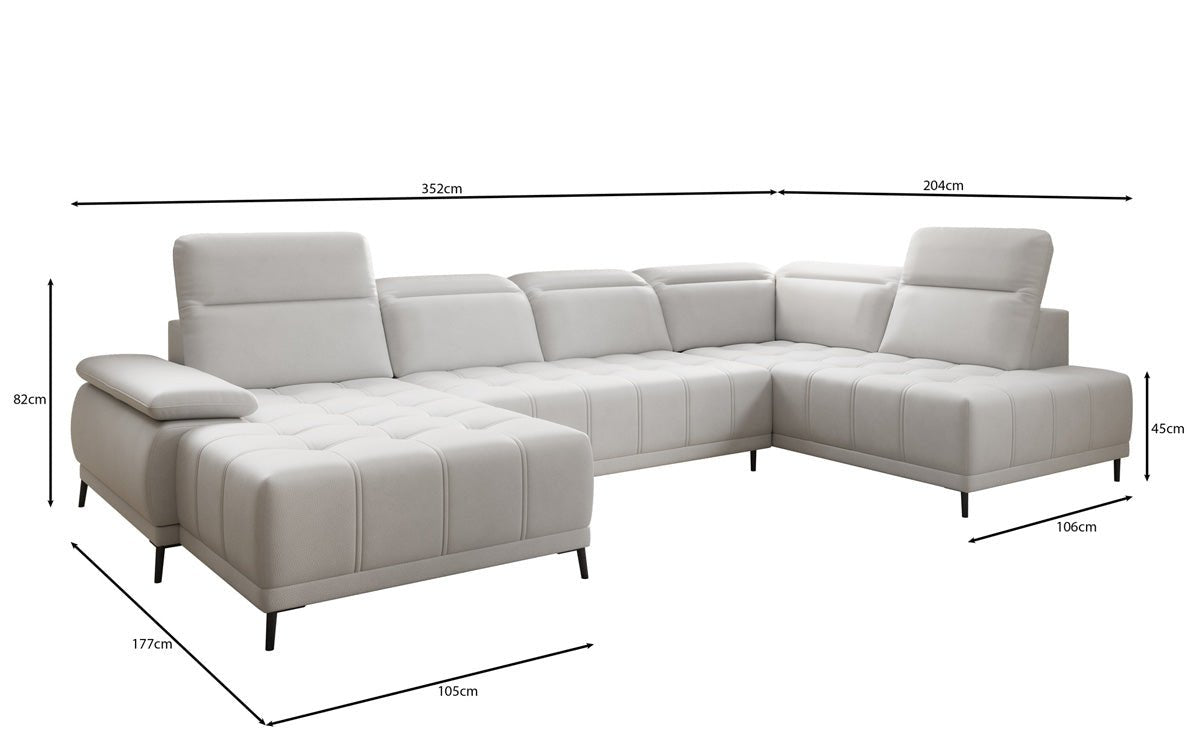 Designer Sofa Lyra U mat elektronescher Schloffunktioun a Echtläder