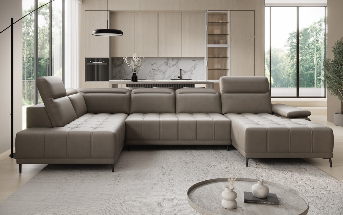 Designer Sofa Lyra U mat elektronescher Schloffunktioun a Echtläder