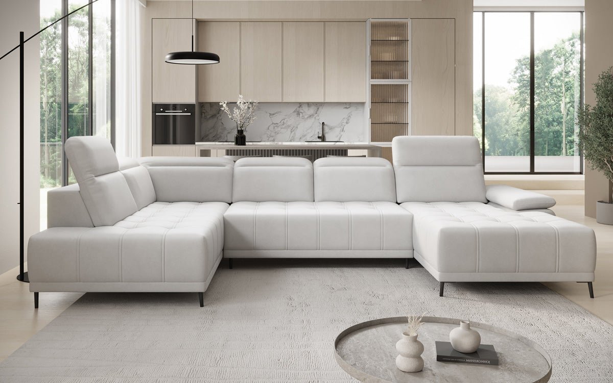 Designer Sofa Lyra U mat elektronescher Schloffunktioun a Echtläder