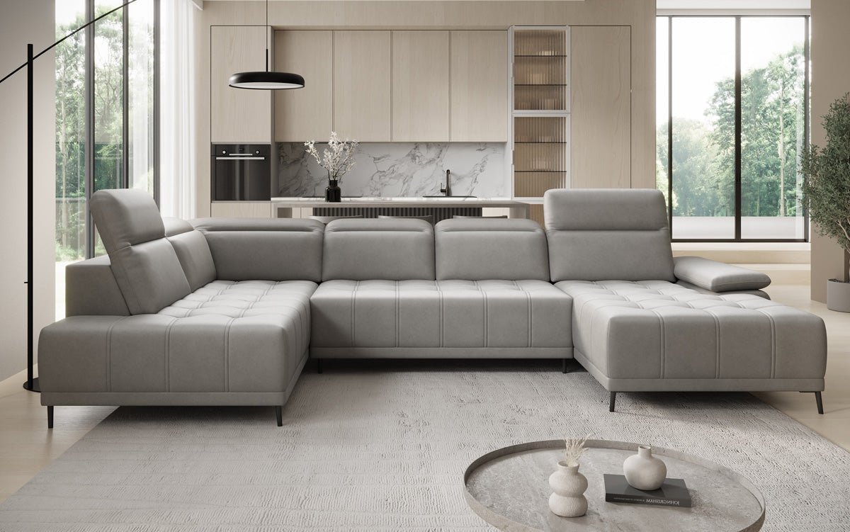 Designer Sofa Lyra U mat elektronescher Schloffunktioun a Echtläder