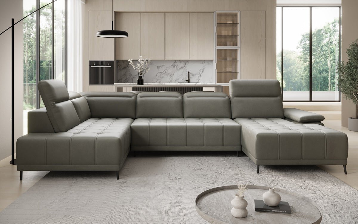Designer Sofa Lyra U mat elektronescher Schloffunktioun a Echtläder
