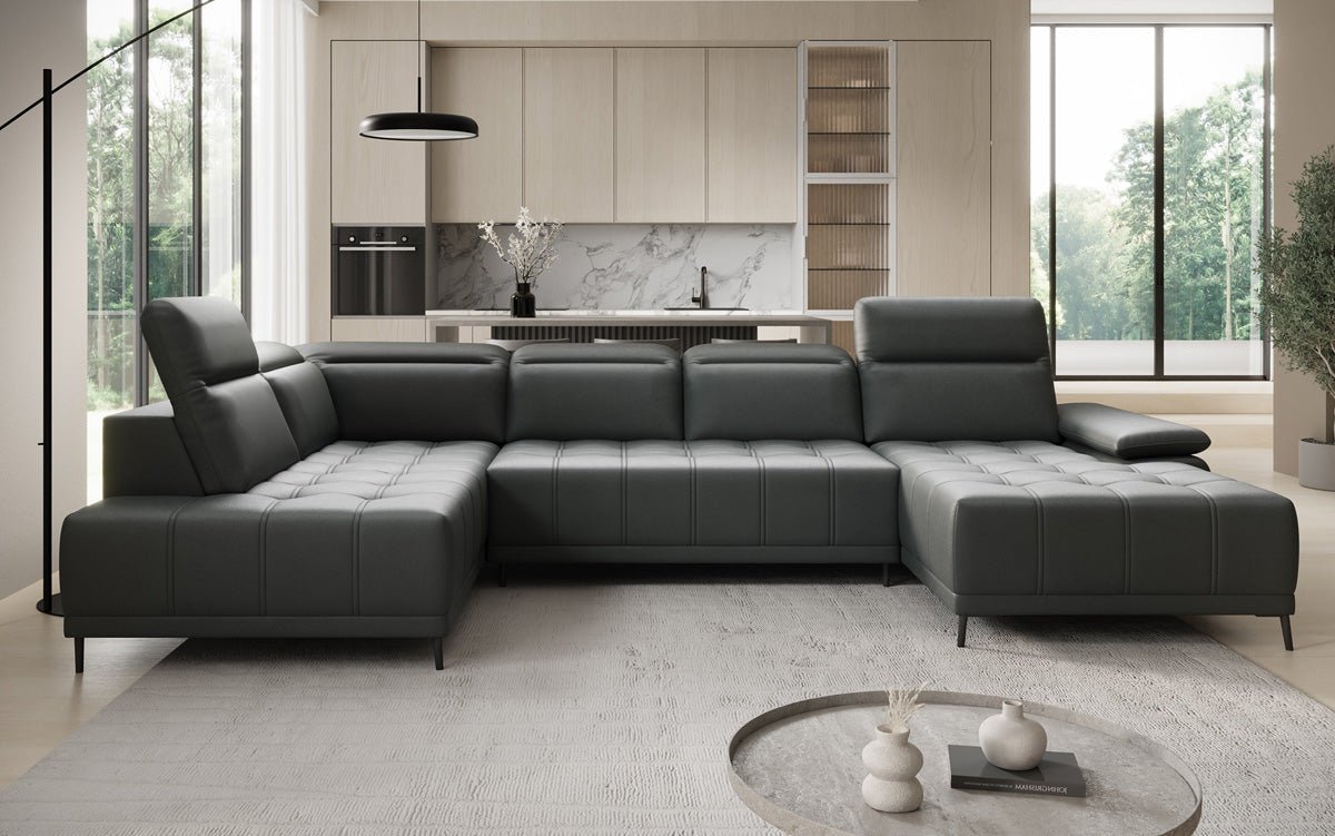Designer Sofa Lyra U mat elektronescher Schloffunktioun a Echtläder