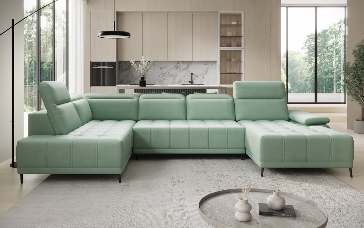 Designer Sofa Lyra U mat elektronescher Schloffunktioun a Echtläder