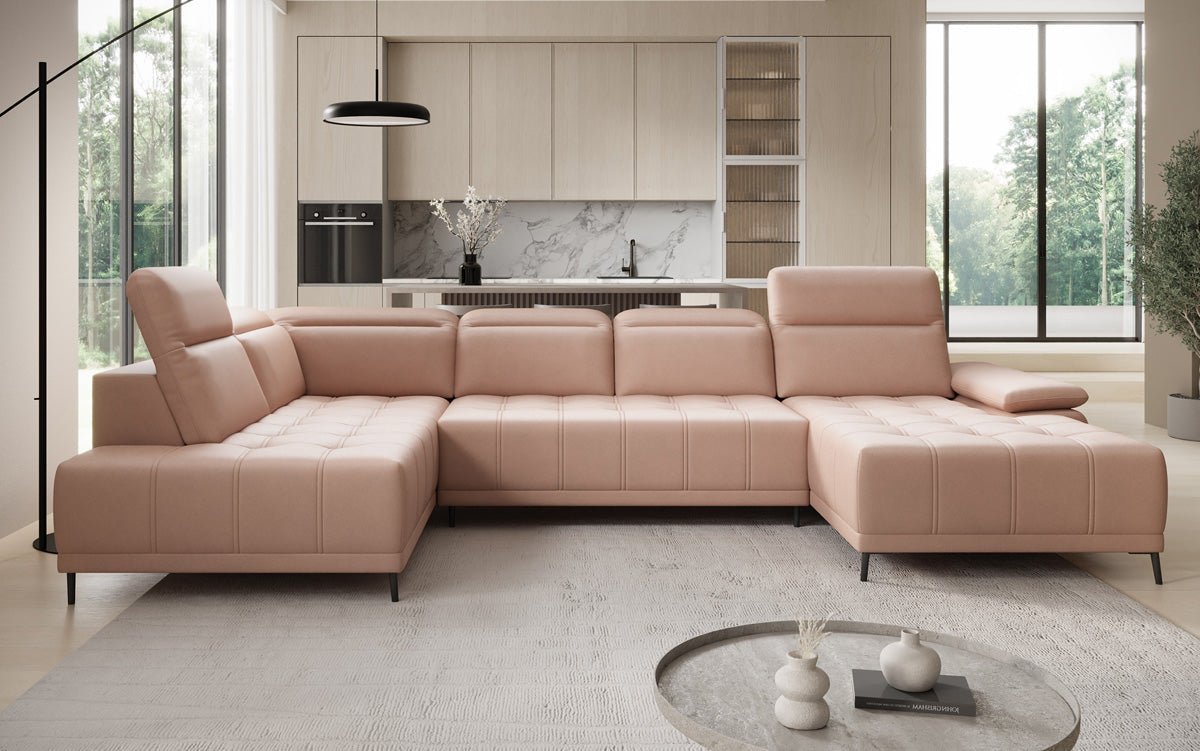 Designer Sofa Lyra U mat elektronescher Schloffunktioun a Echtläder