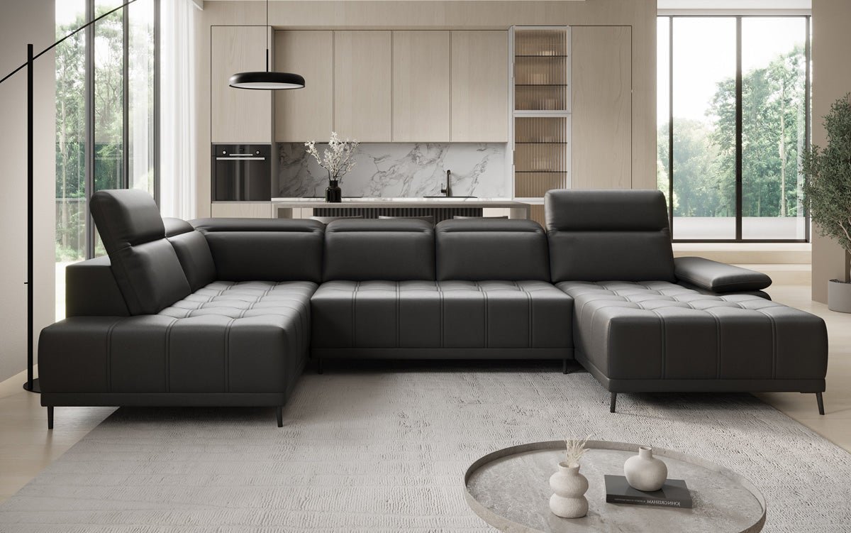 Designer Sofa Lyra U mat elektronescher Schloffunktioun a Echtläder