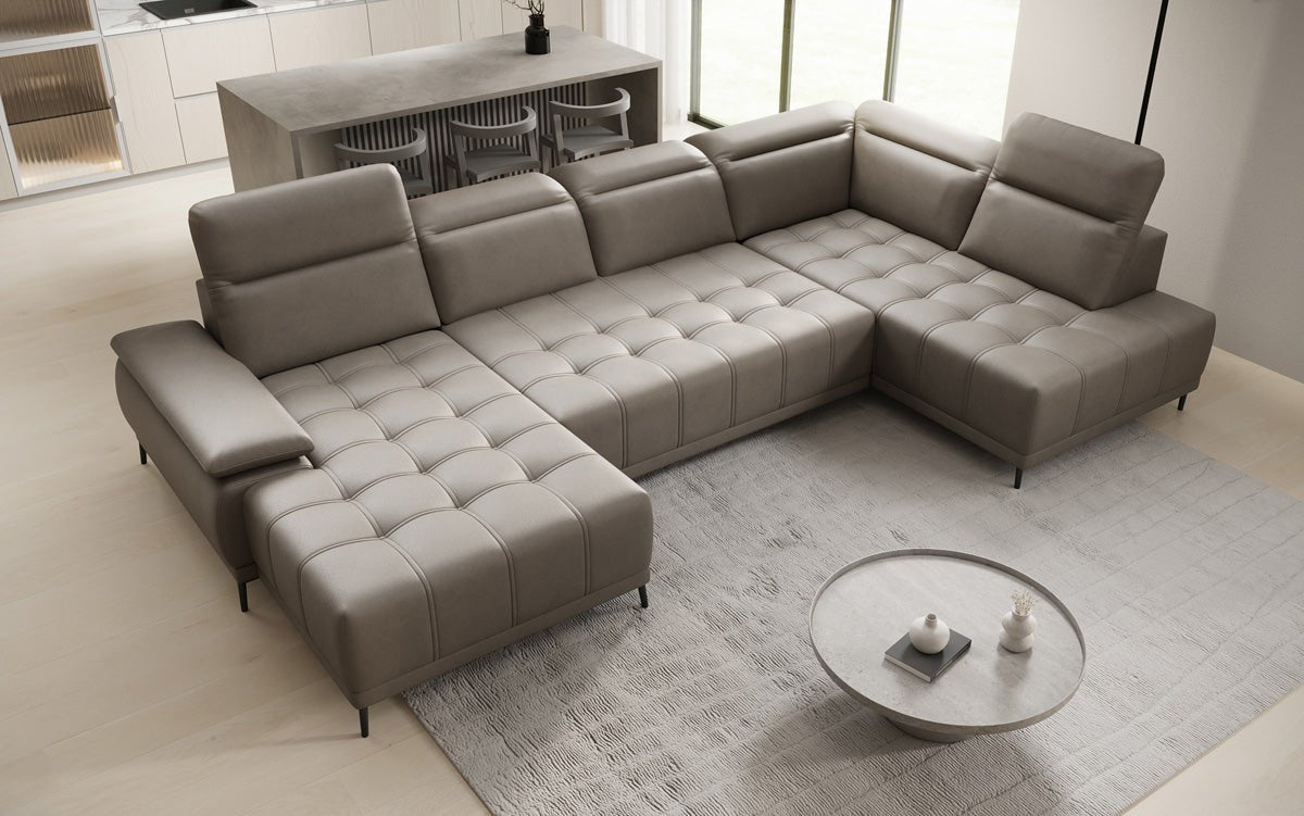 Designer Sofa Lyra U mat elektronescher Schloffunktioun a Echtläder