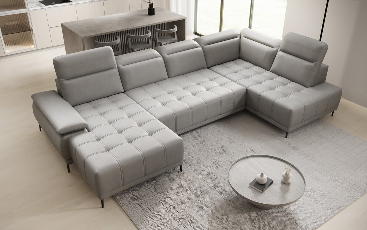 Designer Sofa Lyra U mat elektronescher Schloffunktioun a Echtläder