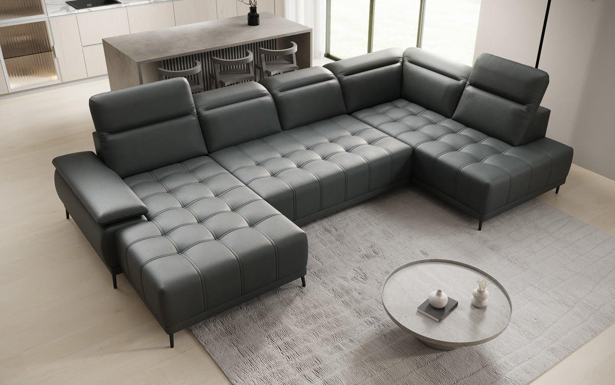 Designer Sofa Lyra U mat elektronescher Schloffunktioun a Echtläder