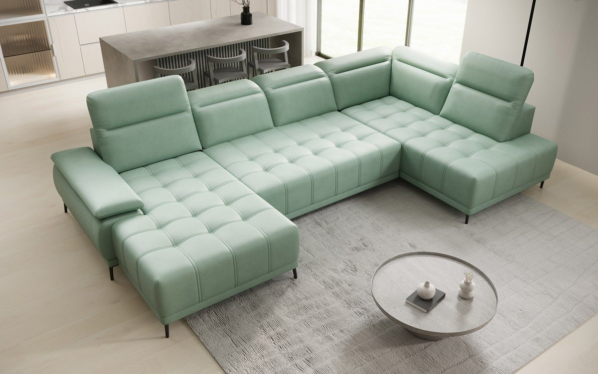Designer Sofa Lyra U mat elektronescher Schloffunktioun a Echtläder