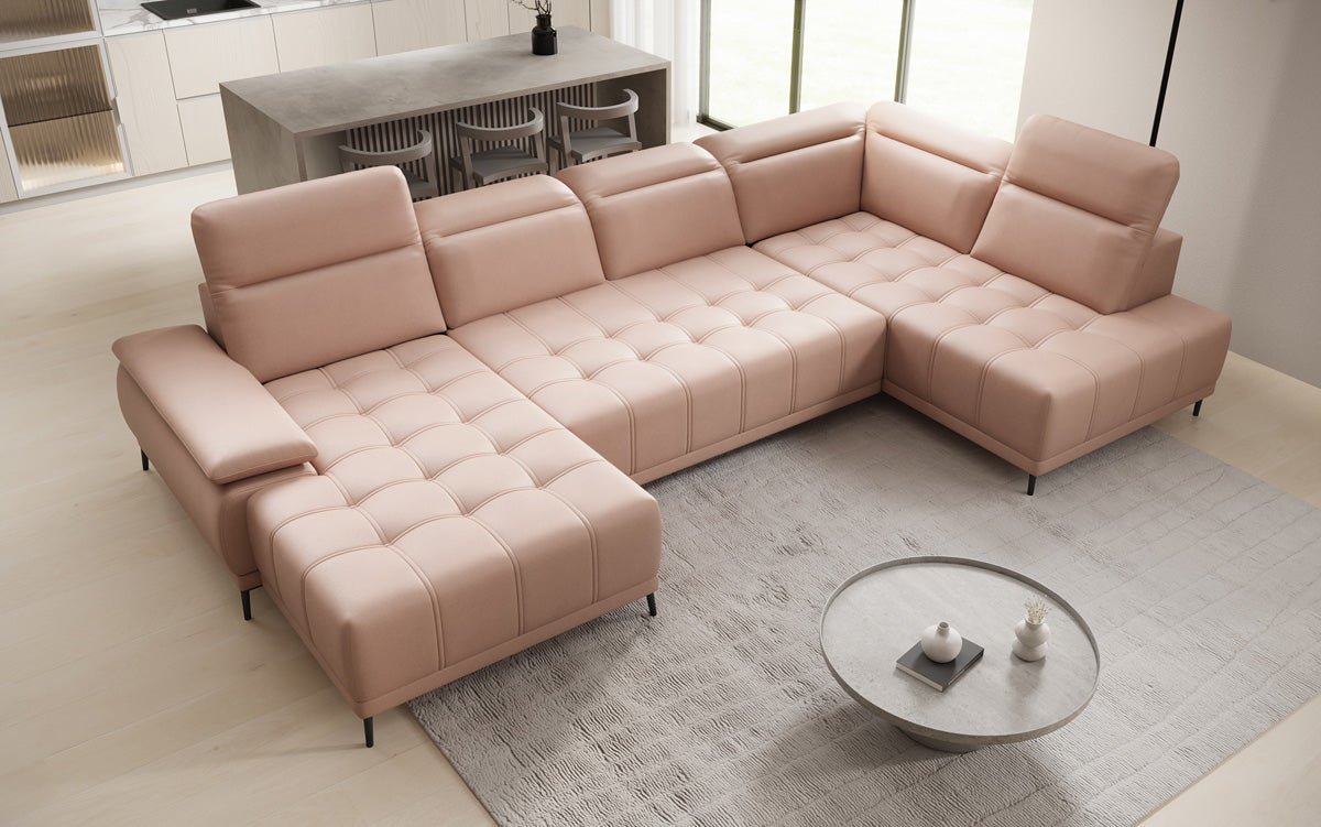 Designer Sofa Lyra U mat elektronescher Schloffunktioun a Echtläder