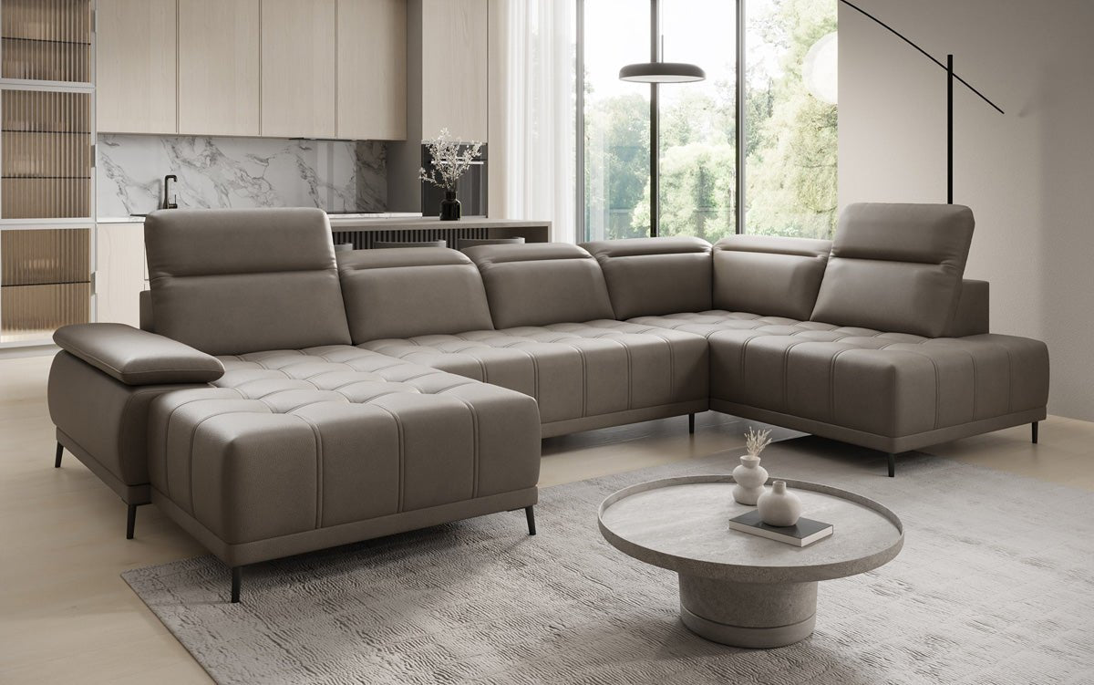 Designer Sofa Lyra U mat elektronescher Schloffunktioun a Echtläder
