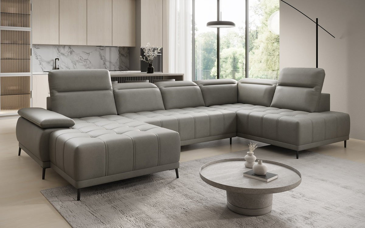 Designer Sofa Lyra U mat elektronescher Schloffunktioun a Echtläder