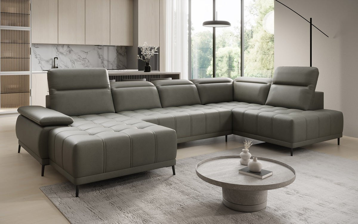 Designer Sofa Lyra U mat elektronescher Schloffunktioun a Echtläder