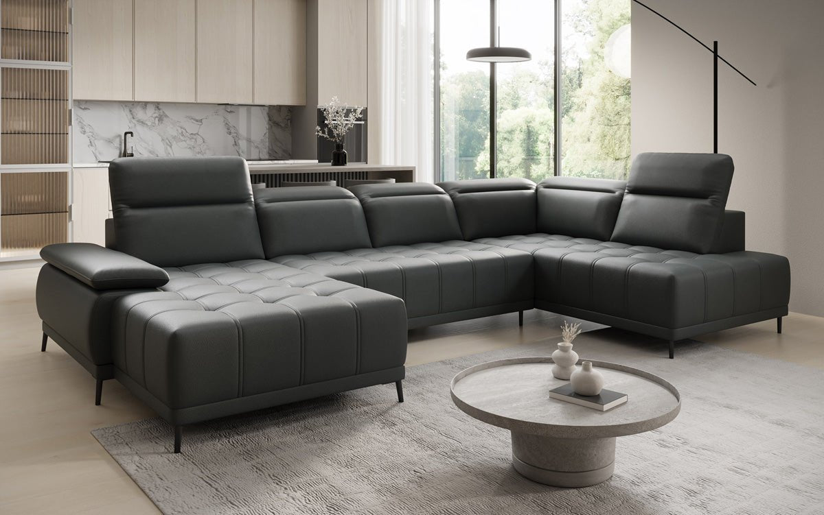 Designer Sofa Lyra U mat elektronescher Schloffunktioun a Echtläder