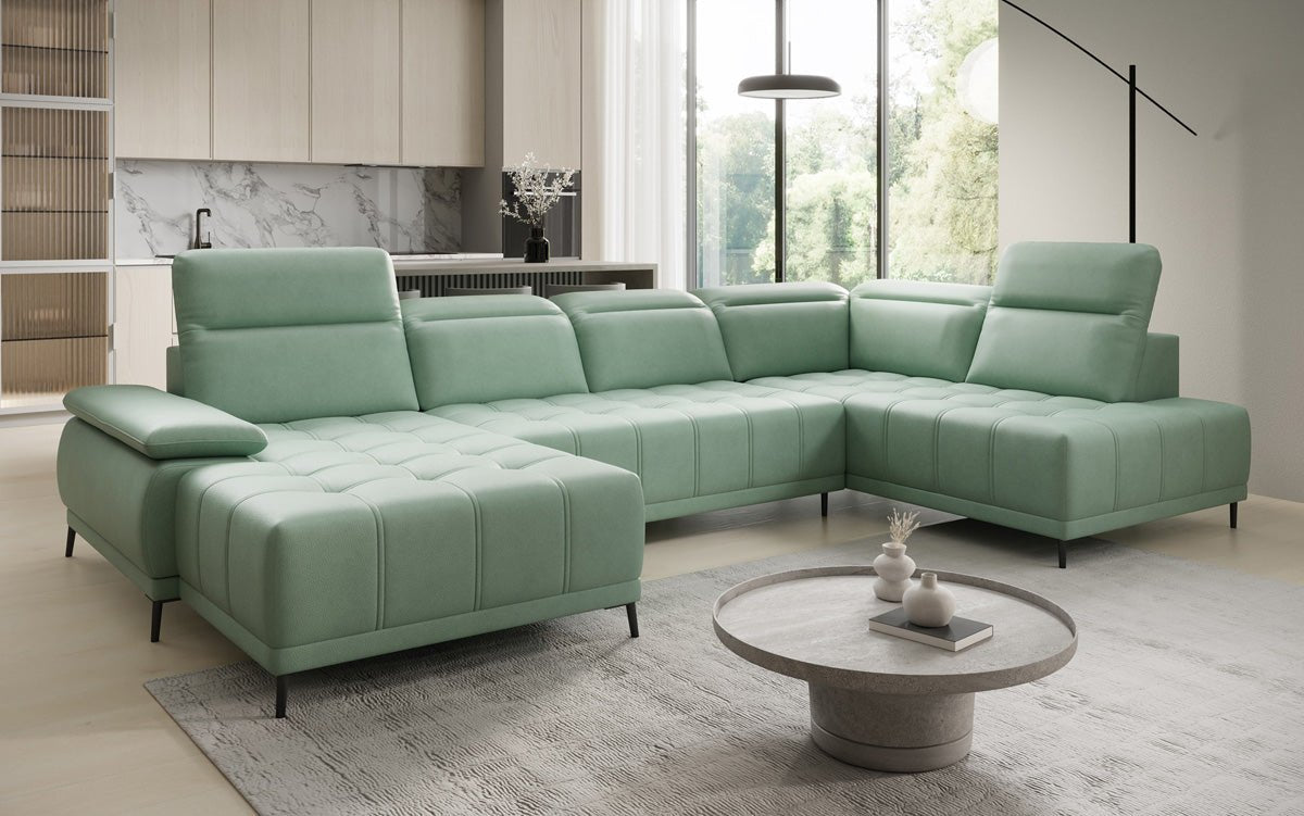 Designer Sofa Lyra U mat elektronescher Schloffunktioun a Echtläder