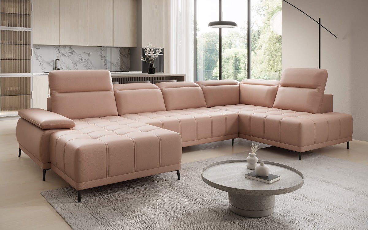 Designer Sofa Lyra U mat elektronescher Schloffunktioun a Echtläder